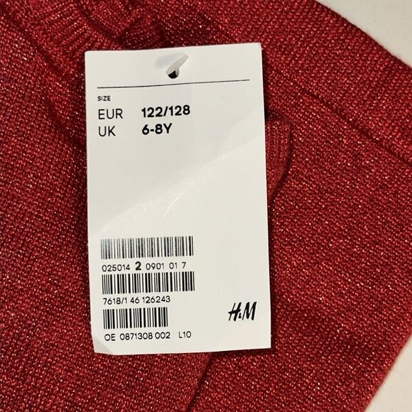H&M Kids | Red | Glittery Knit Dress - Picture 3 of 6
